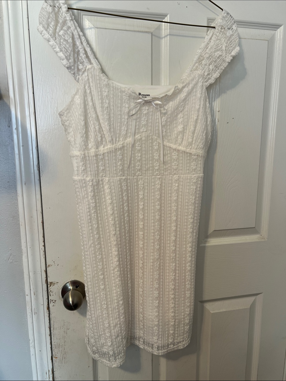 No Boundaries White Lace Mini Dress with Scoop Neck